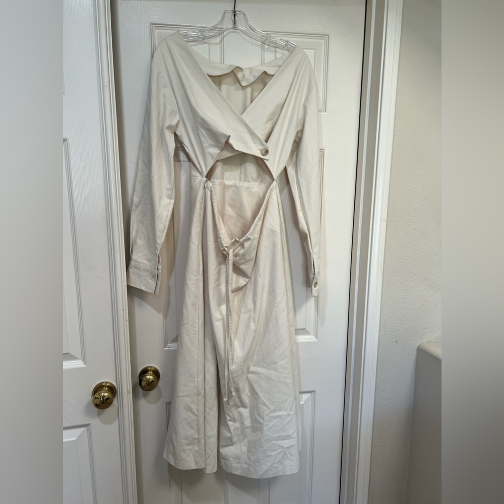Made in Korea Cotton corduroy like Like Open Tie Back A Line Dress. Size Small